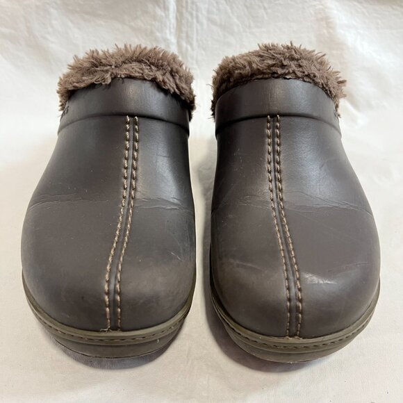 Crocs Cobbler Eva Lined Clog Mule womens 9 brown furry lining block high heel - Picture 2 of 15